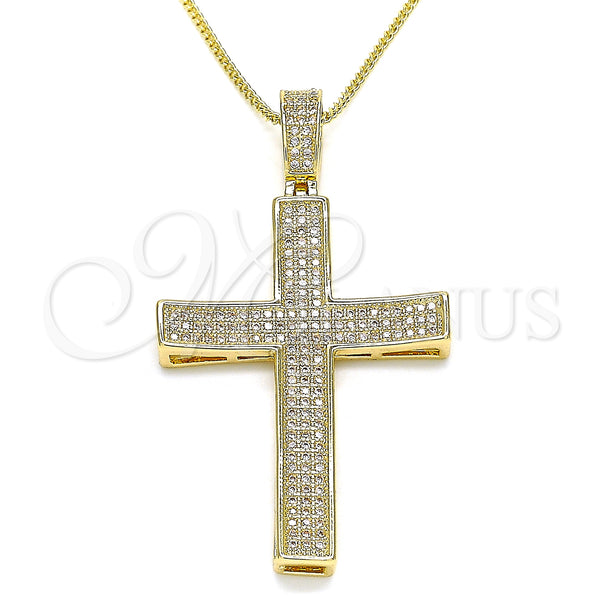 Gold Filled Necklace — Pendant Necklace Cross Design with White Micro Pave — main product view — SKU 133170 | Oro Laminado collar — Pendant Necklace cruz diseño with blanco Micro Pave — SKU 133170