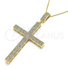 Oro Laminado Pendant Necklace, Gold Filled Style Cross Design, with White Micro Pave, Polished, Golden Finish, 04.156.0235.20 (02 MM Thickness, 20 Inches Length)