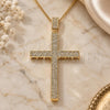 Oro Laminado Pendant Necklace, Gold Filled Style Cross Design, with White Micro Pave, Polished, Golden Finish, 04.156.0235.20 (02 MM Thickness, 20 Inches Length)