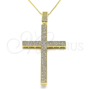 Gold Filled Necklace — Pendant Necklace Cross Design with White Micro Pave — main product view — SKU 133173 | Oro Laminado collar — Pendant Necklace cruz diseño with blanco Micro Pave — SKU 133173