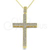 Oro Laminado Pendant Necklace, Gold Filled Style Cross Design, with White Micro Pave, Polished, Golden Finish, 04.156.0235.20 (02 MM Thickness, 20 Inches Length)