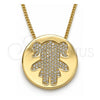 Oro Laminado Pendant Necklace, Gold Filled Style Little Girl Design, with White Micro Pave, Polished, Golden Finish, 04.156.0236.20 (02 MM Thickness, 20 Inches Length)