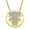 Oro Laminado Pendant Necklace, Gold Filled Style Little Girl Design, with White Micro Pave, Polished, Golden Finish, 04.156.0236.20 (02 MM Thickness, 20 Inches Length)