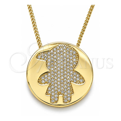Oro Laminado Pendant Necklace, Gold Filled Style Little Boy Design, with White Micro Pave, Polished, Golden Finish, 04.156.0237.20 (02 MM Thickness, 20 Inches Length)