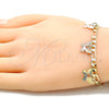 Oro Laminado Charm Bracelet, Gold Filled Style Butterfly Design, Polished, Tricolor, 03.351.0092.07 (04 MM Thickness, 7 Inches Length)