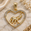 Oro Laminado Fancy Pendant, Gold Filled Style Heart and Elephant Design, with White Crystal, Polished, Golden Finish, 05.351.0098