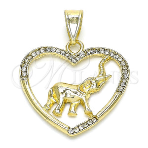 Gold Filled Pendant — Fancy Pendant Heart and Elephant Design with White — main product view — SKU 133193 | Oro Laminado dije — elegante Pendant corazón and Elephant diseño with blanco — SKU 133193