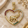 Oro Laminado Fancy Pendant, Gold Filled Style Heart and Elephant Design, with Multicolor Crystal, Polished, Golden Finish, 05.351.0098.1