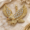 Oro Laminado Fancy Pendant, Gold Filled Style Eagle Design, with White and Garnet Crystal, Polished, Golden Finish, 05.351.0100