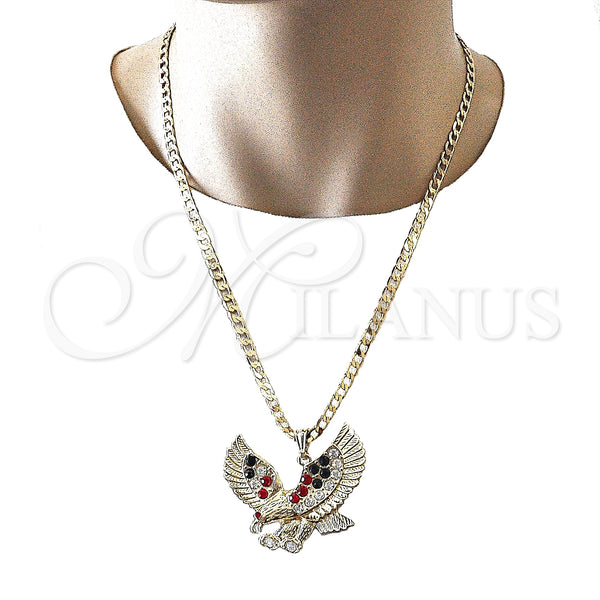 Gold Filled Pendant — Fancy Pendant Eagle Design with Multicolor Crystal Polished — alternate product view — SKU 133197 | Oro Laminado dije — elegante Pendant Eagle diseño with Multicolor cristal pulido — SKU 133197