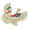 Oro Laminado Fancy Pendant, Gold Filled Style Eagle Design, with Multicolor Crystal, Polished, Golden Finish, 05.351.0100.1