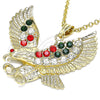 Oro Laminado Fancy Pendant, Gold Filled Style Eagle Design, with Multicolor Crystal, Polished, Golden Finish, 05.351.0100.1
