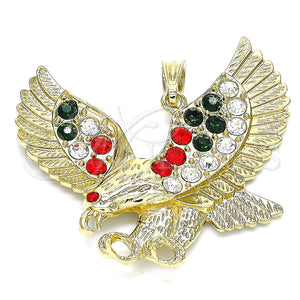 Gold Filled Pendant — Fancy Pendant Eagle Design with Multicolor Crystal Polished — main product view — SKU 133197 | Oro Laminado dije — elegante Pendant Eagle diseño with Multicolor cristal pulido — SKU 133197