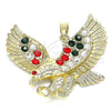 Oro Laminado Fancy Pendant, Gold Filled Style Eagle Design, with Multicolor Crystal, Polished, Golden Finish, 05.351.0100.1