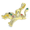 Oro Laminado Fancy Pendant, Gold Filled Style Elephant Design, with Multicolor Crystal, Polished, Golden Finish, 05.351.0101.1