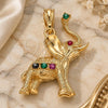 Oro Laminado Fancy Pendant, Gold Filled Style Elephant Design, with Multicolor Crystal, Polished, Golden Finish, 05.351.0101.1