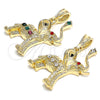 Oro Laminado Fancy Pendant, Gold Filled Style Elephant Design, with Multicolor Crystal, Polished, Golden Finish, 05.351.0101.1