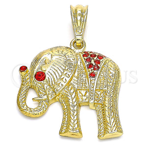 Gold Filled Pendant — Fancy Pendant Elephant Design with Garnet Crystal Polished — main product view — SKU 133202 | Oro Laminado dije — elegante Pendant Elephant diseño with Garnet cristal pulido — SKU 133202