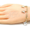 Oro Laminado Charm Bracelet, Gold Filled Style Turtle Design, Polished, Tricolor, 03.351.0094.07 (05 MM Thickness, 7 Inches Length)