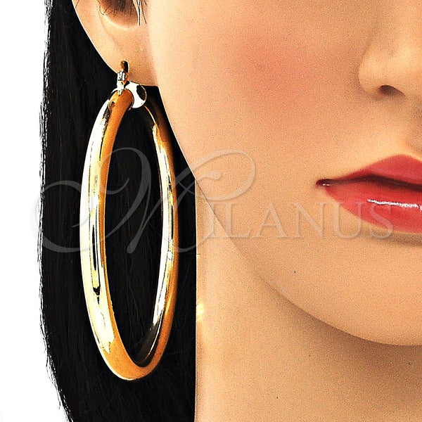 Gold Filled Hoop Earrings — Extra Large Hoop Hollow Design Polished 02. — alternate product view — SKU 133212 | Oro Laminado aretes de aro — Extra Large Hoop Hollow diseño pulido 02. — SKU 133212