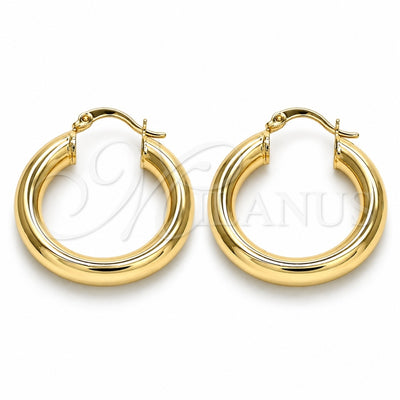 Oro Laminado Medium Hoop, Gold Filled Style Hollow Design, Polished, Golden Finish, 02.170.0314.30