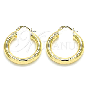 Gold Filled Hoop Earrings — Medium Hoop Hollow Design Polished 02. — main product view — SKU 133214 | Oro Laminado aretes de aro — Medium Hoop Hollow diseño pulido 02. — SKU 133214