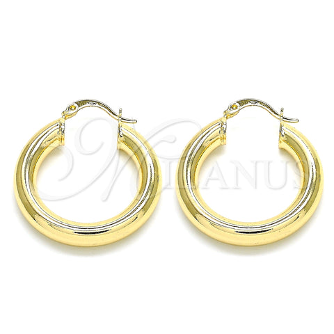Oro Laminado Medium Hoop, Gold Filled Style Hollow Design, Polished, Golden Finish, 02.170.0314.30