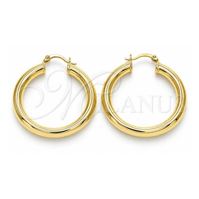 Oro Laminado Medium Hoop, Gold Filled Style Hollow Design, Polished, Golden Finish, 02.170.0314.40