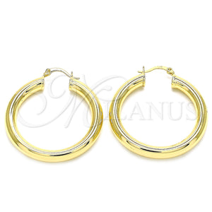 Gold Filled Hoop Earrings — Medium Hoop Hollow Design Polished 02. — main product view — SKU 133215 | Oro Laminado aretes de aro — Medium Hoop Hollow diseño pulido 02. — SKU 133215