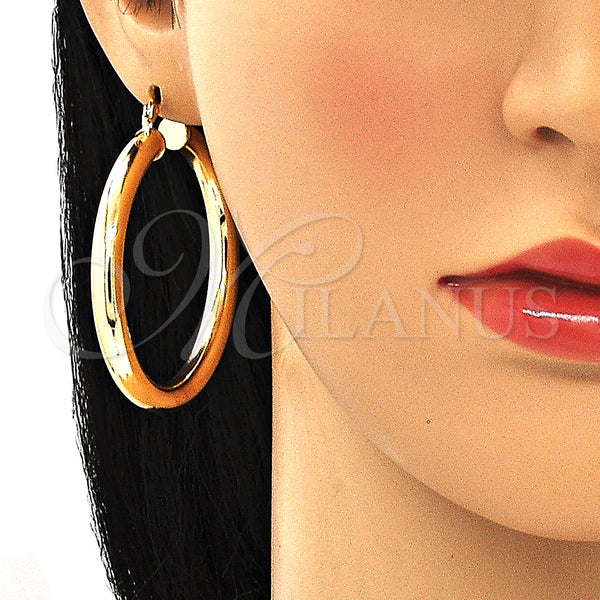 Gold Filled Hoop Earrings — Large Hoop Hollow Design Polished 02. — alternate product view — SKU 133216 | Oro Laminado aretes de aro — Large Hoop Hollow diseño pulido 02. — SKU 133216