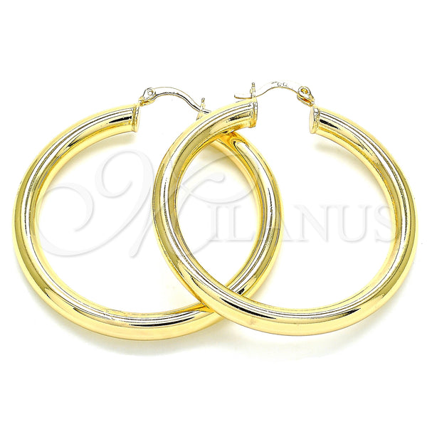 Gold Filled Hoop Earrings — Large Hoop Hollow Design Polished 02. — main product view — SKU 133216 | Oro Laminado aretes de aro — Large Hoop Hollow diseño pulido 02. — SKU 133216