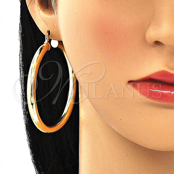 Gold Filled Hoop Earrings — Large Hoop Hollow Design Polished 02. — alternate product view — SKU 133217 | Oro Laminado aretes de aro — Large Hoop Hollow diseño pulido 02. — SKU 133217