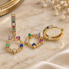 Oro Laminado Huggie Hoop, Gold Filled Style with Multicolor Micro Pave, Polished, Golden Finish, 02.377.0006.15