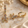 Oro Laminado Huggie Hoop, Gold Filled Style with Multicolor Micro Pave, Polished, Golden Finish, 02.377.0011.15