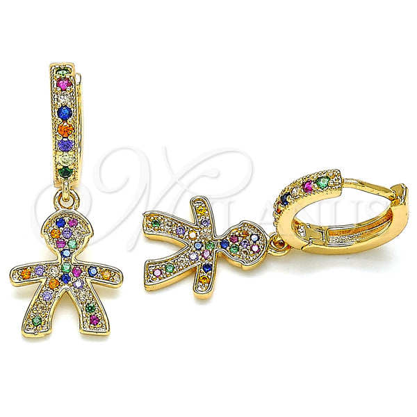 Gold Filled Hoop Earrings — Huggie Hoop with Multicolor Micro Pave Polished 02. — main product view — SKU 133231 | Oro Laminado aretes de aro — Huggie Hoop with Multicolor Micro Pave pulido 02. — SKU 133231