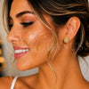 Oro Laminado Stud Earring, Gold Filled Style Ladybug Design, with White Micro Pave, Polished, Golden Finish, 02.377.0020