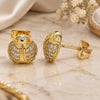 Oro Laminado Stud Earring, Gold Filled Style Ladybug Design, with White Micro Pave, Polished, Golden Finish, 02.377.0020