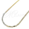 Oro Laminado Basic Necklace, Gold Filled Style Mariner Design, Diamond Cutting Finish, Tricolor, 04.65.0206.24 (03 MM Thickness, 24 Inches Length)