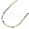 Oro Laminado Basic Necklace, Gold Filled Style Mariner Design, Diamond Cutting Finish, Tricolor, 04.65.0207.24 (04 MM Thickness, 24 Inches Length)