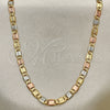 Oro Laminado Basic Necklace, Gold Filled Style Mariner Design, Diamond Cutting Finish, Tricolor, 04.65.0207.24 (04 MM Thickness, 24 Inches Length)