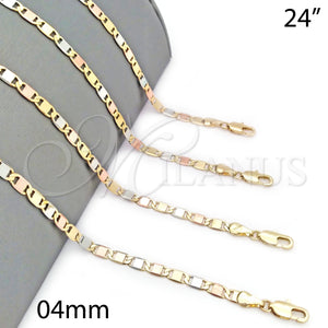 Gold Filled Necklace — Basic Necklace Mariner Design Diamond Cutting Tricolor 04.65. — main product view — SKU 133259 | Oro Laminado collar — básico Necklace Mariner diseño Diamond Cutting Tricolor 04.65. — SKU 133259