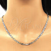 Oro Laminado Basic Necklace, Gold Filled Style Pave Mariner Design, Diamond Cutting Finish, Tricolor, 04.65.0208.24 (04 MM Thickness, 24 Inches Length)