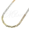 Oro Laminado Basic Necklace, Gold Filled Style Pave Mariner Design, Diamond Cutting Finish, Tricolor, 04.65.0208.24 (04 MM Thickness, 24 Inches Length)