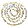 Oro Laminado Basic Necklace, Gold Filled Style Pave Mariner Design, Diamond Cutting Finish, Tricolor, 04.65.0208.24 (04 MM Thickness, 24 Inches Length)