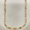 Oro Laminado Basic Necklace, Gold Filled Style Pave Mariner Design, Diamond Cutting Finish, Tricolor, 04.65.0208.24 (04 MM Thickness, 24 Inches Length)