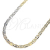 Oro Laminado Basic Necklace, Gold Filled Style Mariner Design, Diamond Cutting Finish, Tricolor, 04.65.0209.24 (04 MM Thickness, 24 Inches Length)