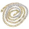 Oro Laminado Basic Necklace, Gold Filled Style Mariner Design, Diamond Cutting Finish, Tricolor, 04.65.0209.24 (04 MM Thickness, 24 Inches Length)