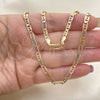 Oro Laminado Basic Necklace, Gold Filled Style Diamond Cutting Finish, Tricolor, 04.65.0210.24 (04 MM Thickness, 24 Inches Length)
