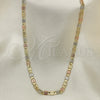 Oro Laminado Basic Necklace, Gold Filled Style Diamond Cutting Finish, Tricolor, 04.65.0210.24 (04 MM Thickness, 24 Inches Length)