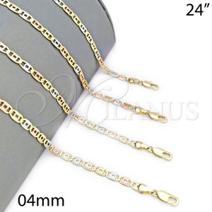 Gold Filled Necklace — Basic Necklace Diamond Cutting Tricolor 04.65. 04 MM — main product view — SKU 133262 | Oro Laminado collar — básico Necklace Diamond Cutting Tricolor 04.65. 04 MM — SKU 133262